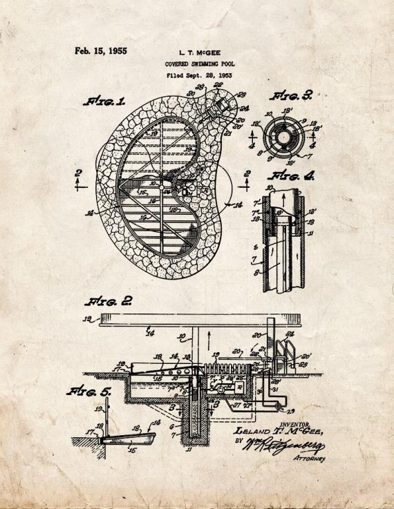 Covered Swimming Pool Patent Print