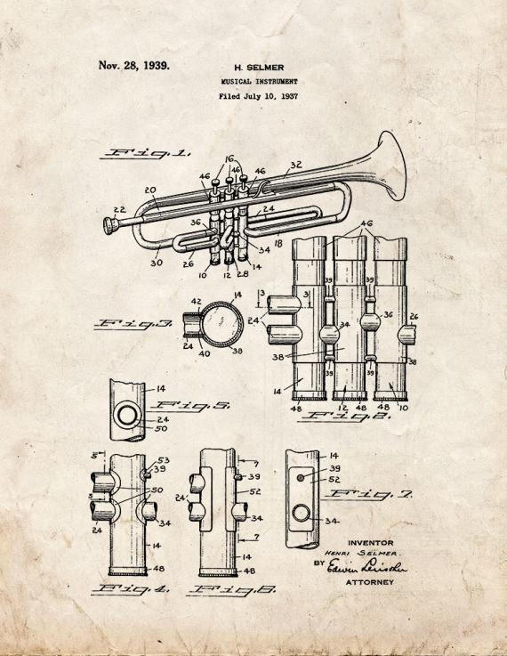 Trumpet Patent Print