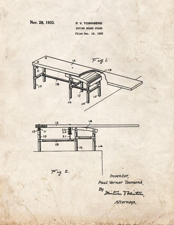 Diving Board Stand Patent Print