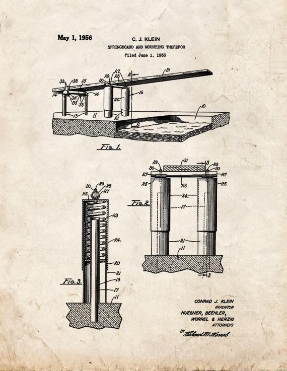 Diving Springboard Patent Print