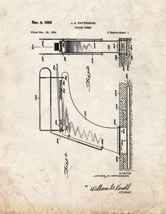 Diving Tower Patent Print
