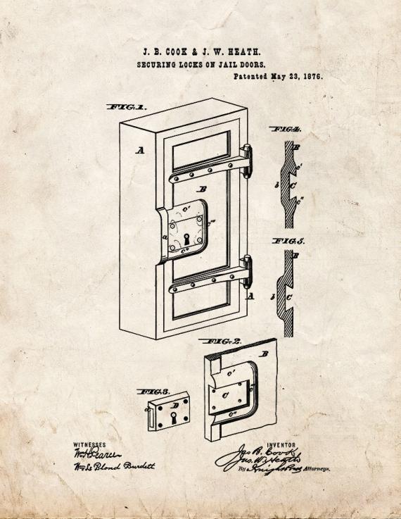 Jail Door Lock Patent Print