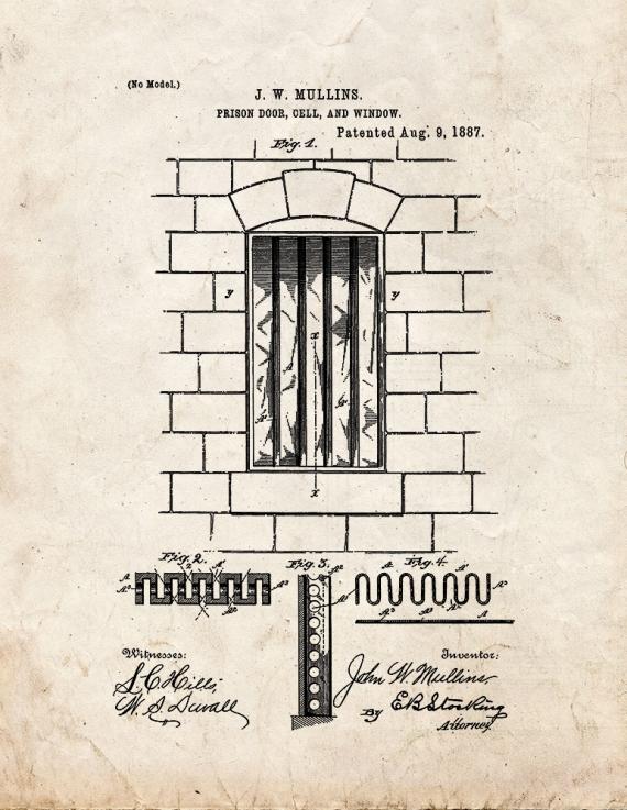 Prison Door, Cell And Window Patent Print