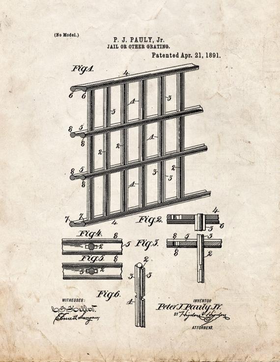 Jail Grating Patent Print