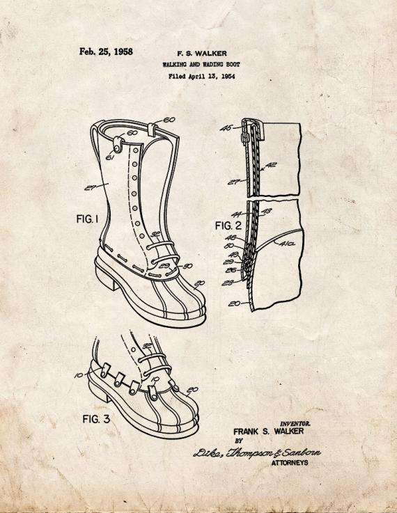 Walking and Wading Boot Patent Print