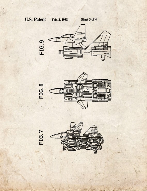 Transformers Reconfigurable Toy Jet-plane Patent Print