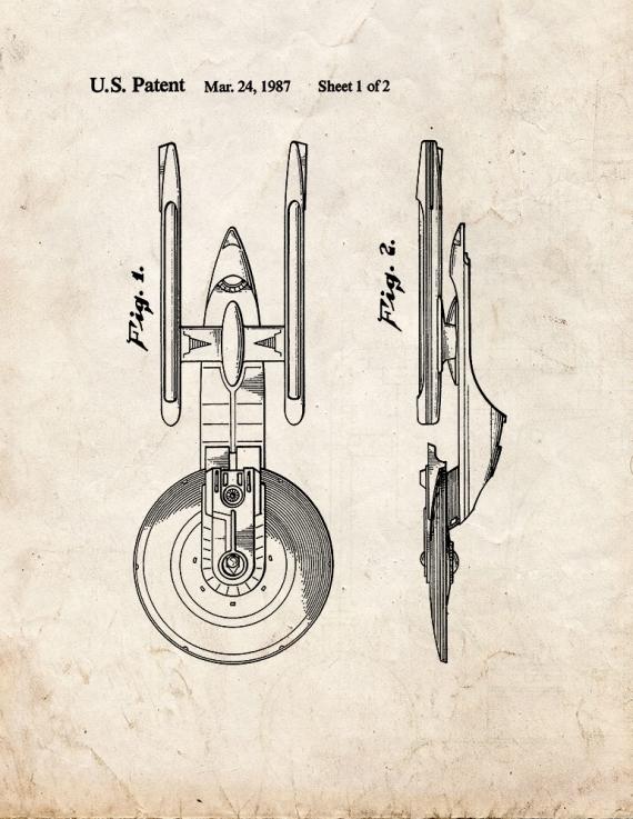 Star Trek USS Excelsior Patent Print