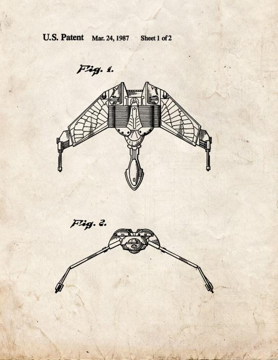 Star Trek Klingon Bird-of-Prey Patent Print