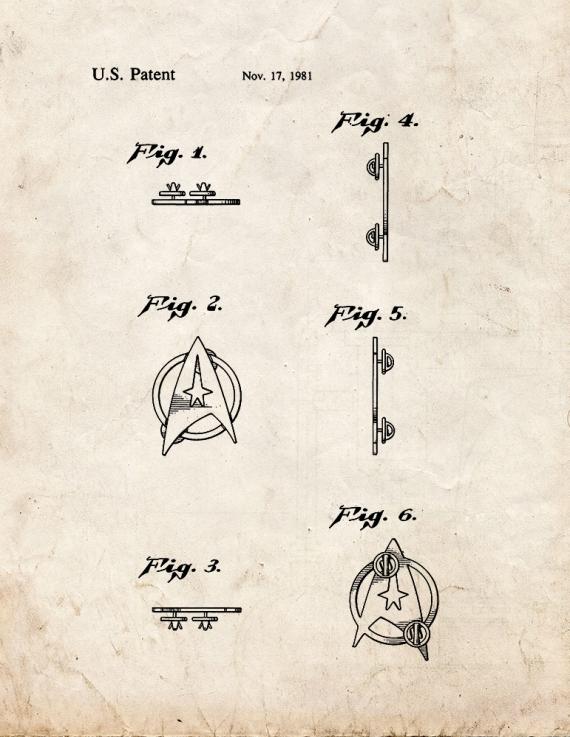 Star Trek New Starfleet Insignia Patent Print