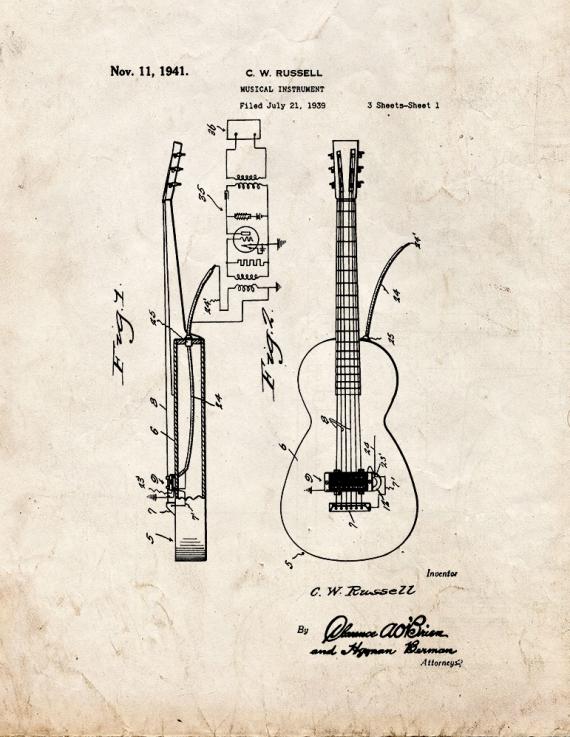 Musical Instrument Patent Print