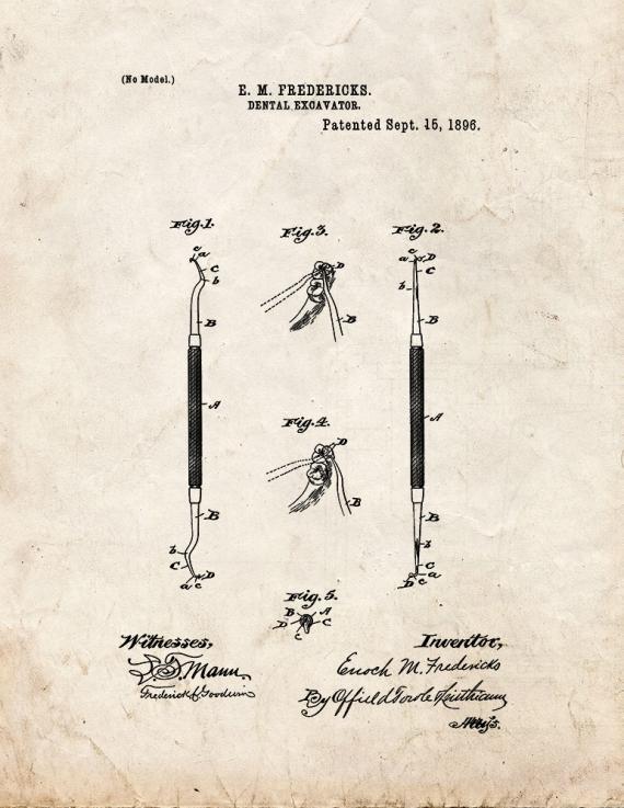 Periodontal Curette - Dental Excavator Patent Print