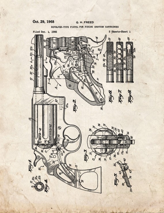 Revolver-type Pistol For Firing Shotgun Cartridges Patent Print