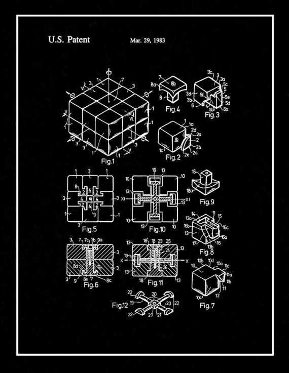 Rubik Cube Toy Patent Print