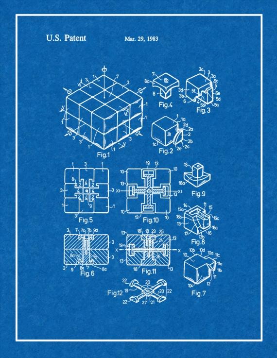 Rubik Cube Toy Patent Print