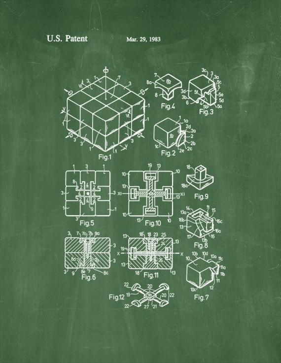Rubik Cube Toy Patent Print