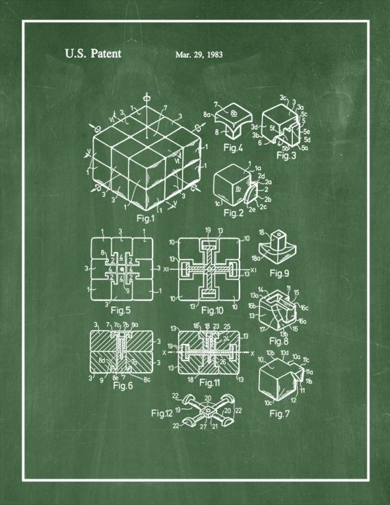 Rubik Cube Toy Patent Print