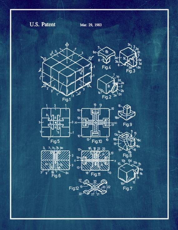 Rubik Cube Toy Patent Print