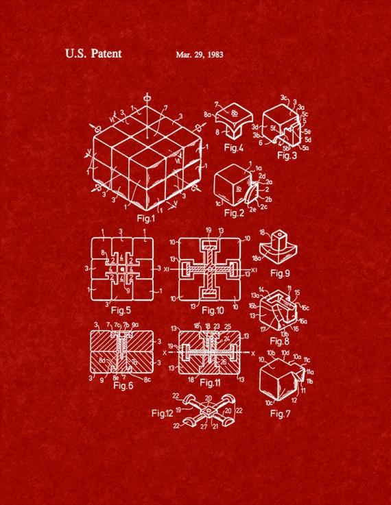 Rubik Cube Toy Patent Print