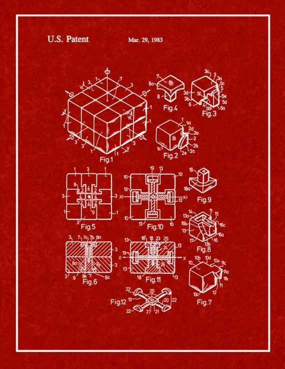 Rubik Cube Toy Patent Print