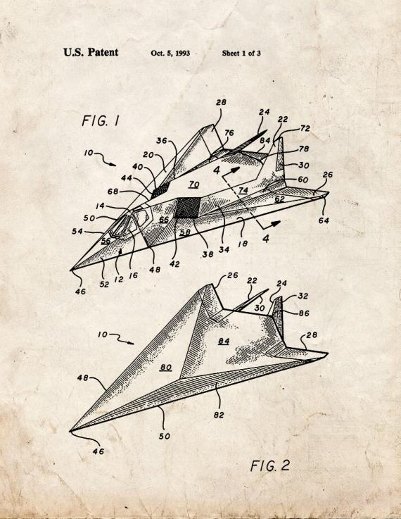 F-117 Stealth Airplane Patent Print