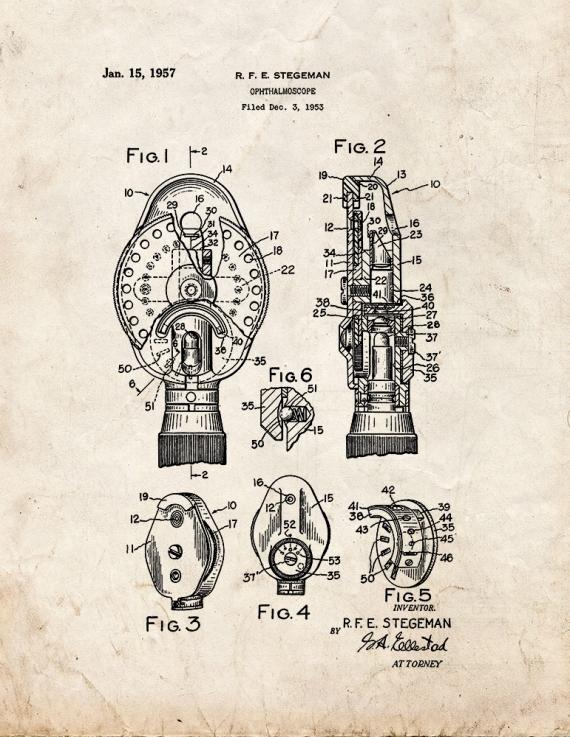 Eye Doctor's Ophthalmoscope Patent Print