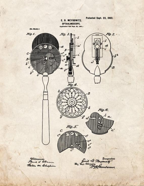Eye Doctor's Ophthalmoscope Patent Print
