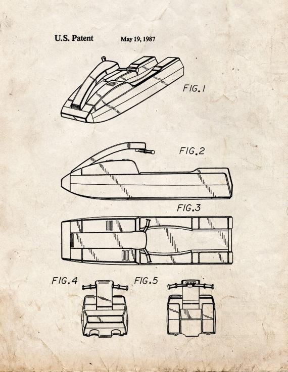 Aquatic Vehicle Jetski Patent Print