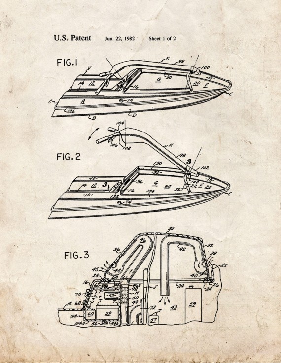 Self-righting Power-driven Aquatic Vehicle JetSki Patent Print