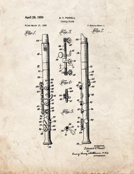 Fipple Flute Patent Print