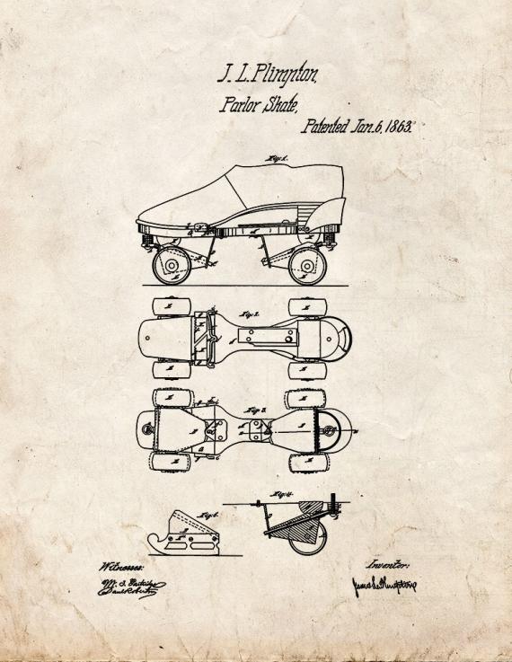 Roller Skates Patent Print