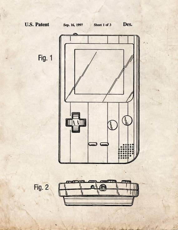 Nintendo Gameboy Patent Print