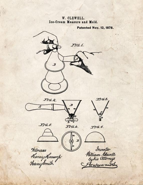 Ice Cream Scoop Patent Print