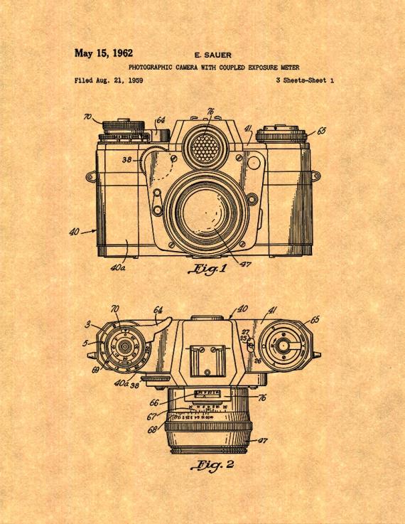 Photographic Camera With Coupled Exposure Meter Patent Print