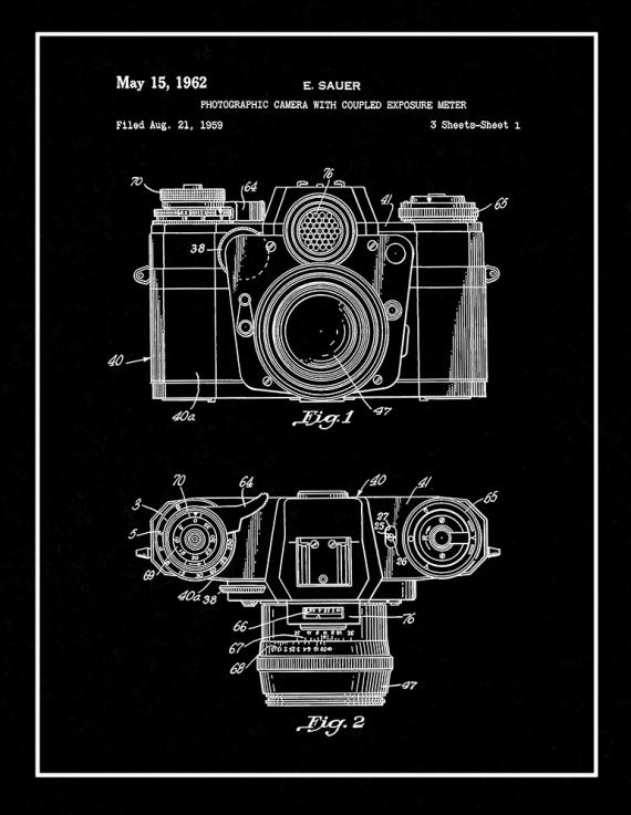 Photographic Camera With Coupled Exposure Meter Patent Print
