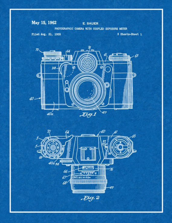 Photographic Camera With Coupled Exposure Meter Patent Print