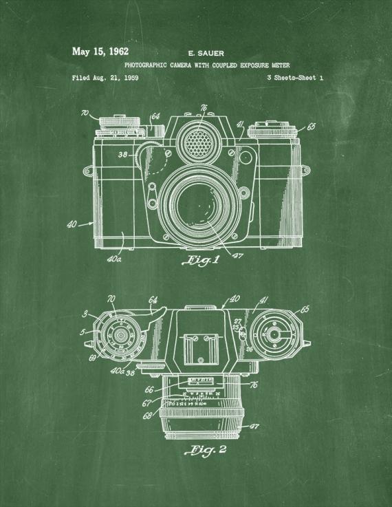 Photographic Camera With Coupled Exposure Meter Patent Print