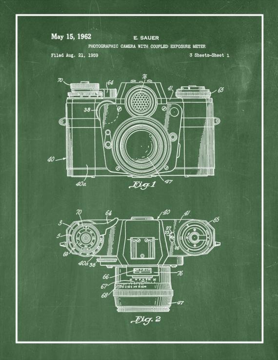 Photographic Camera With Coupled Exposure Meter Patent Print