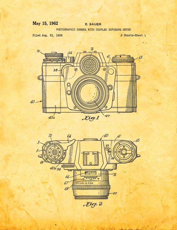 Photographic Camera With Coupled Exposure Meter Patent Print