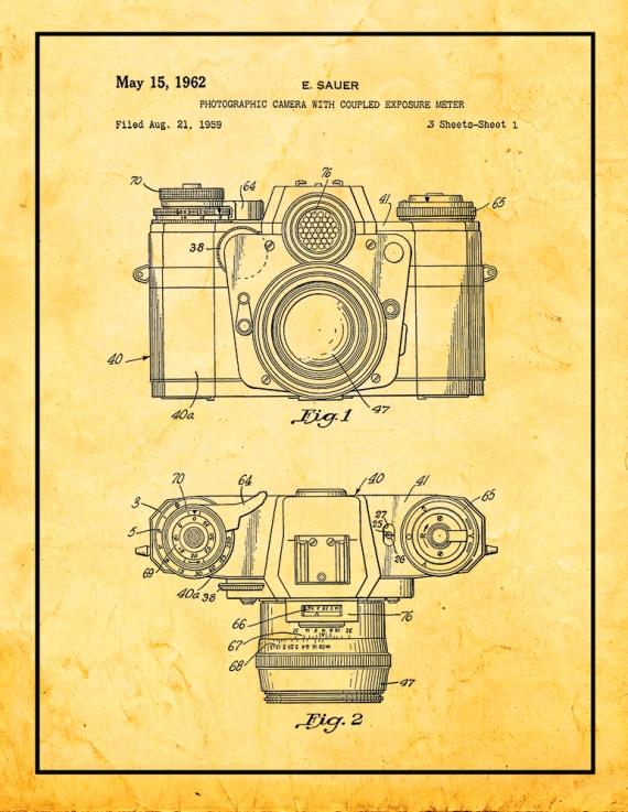 Photographic Camera With Coupled Exposure Meter Patent Print