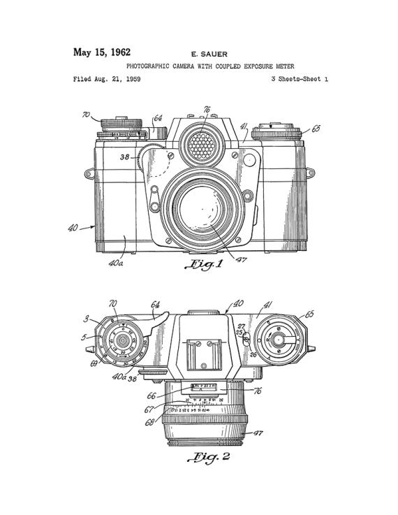 Photographic Camera With Coupled Exposure Meter Patent Print