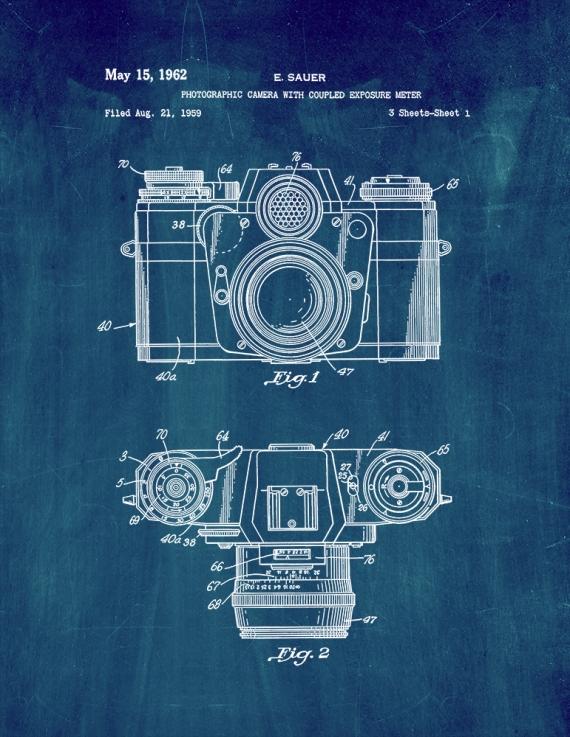Photographic Camera With Coupled Exposure Meter Patent Print