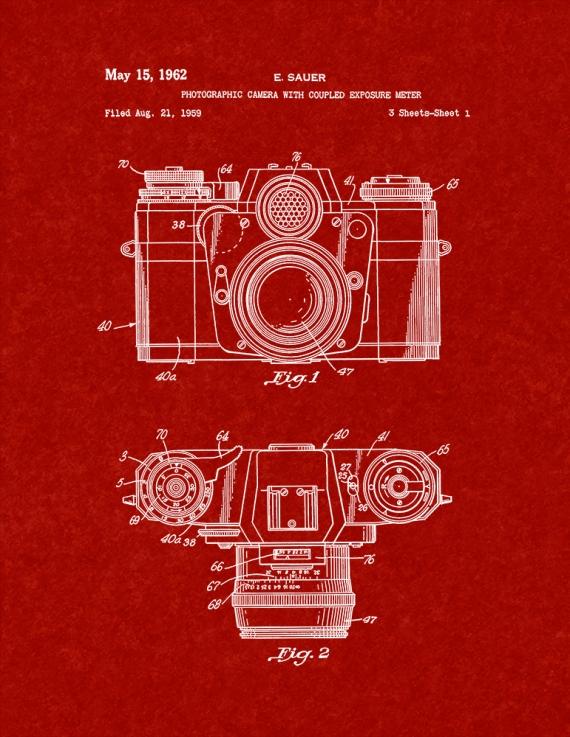 Photographic Camera With Coupled Exposure Meter Patent Print