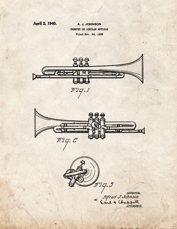 Trumpet Patent Print