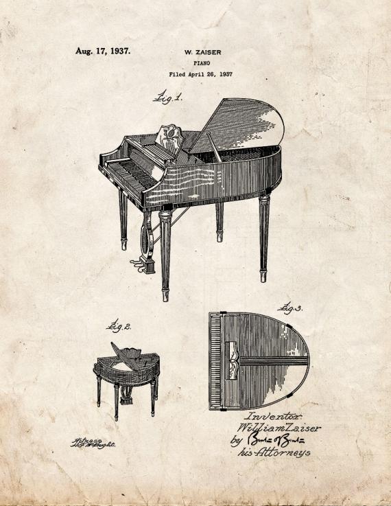 Piano Patent Print