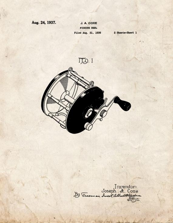 Fishing Reel Patent Print