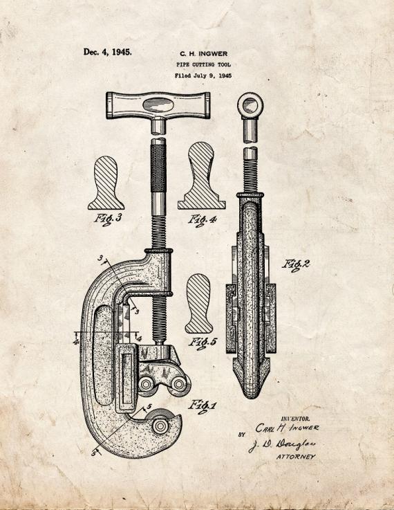 Pipe Cutting Tool Patent Print