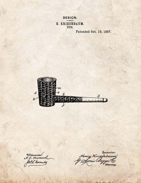 Smoking Pipe Patent Print