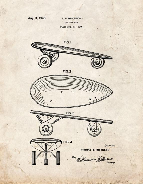 Skateboard Patent Print