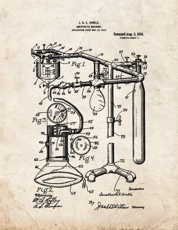 Anesthetic Machine Patent Print