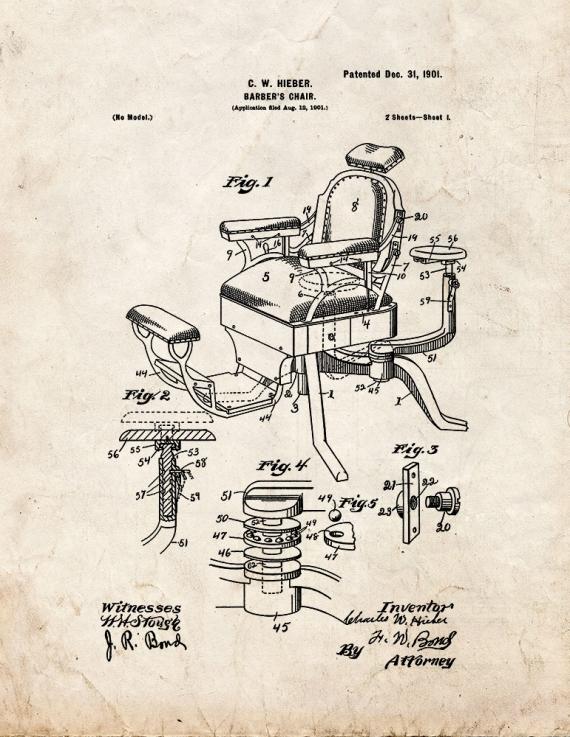 Barber's Chair Patent Print